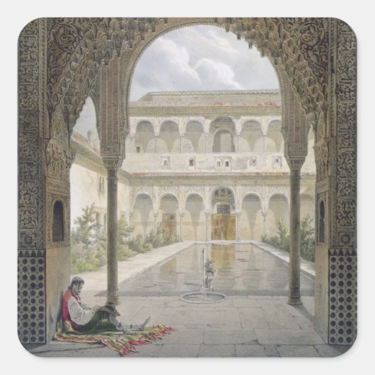 The Court of the Alberca in the Alhambra, Granada, Vierkante Sticker (Voorkant)