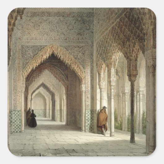 The Court Room of the Alhambra, Granada, 1853 (aan Vierkante Sticker (Voorkant)
