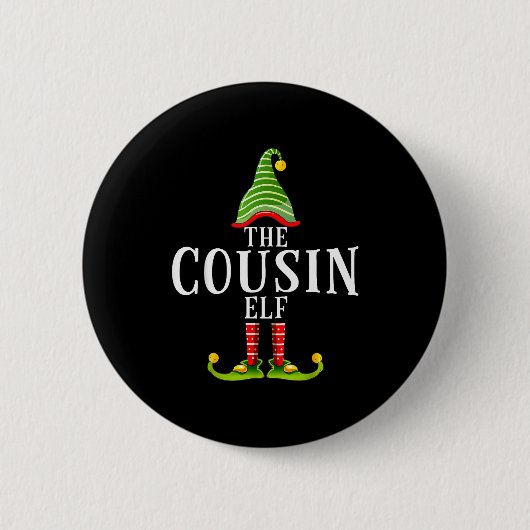 The Cousin Elf Funny Matching Pajama Xmas Ronde Button 5,7 Cm (Voorkant)