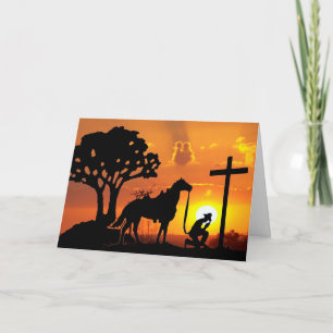 The Cowboy at the Cross Easter Greeting Card Art Feestdagen Kaart