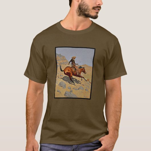 The Cowboy door Frederic Remington T-shirt (Voorkant)