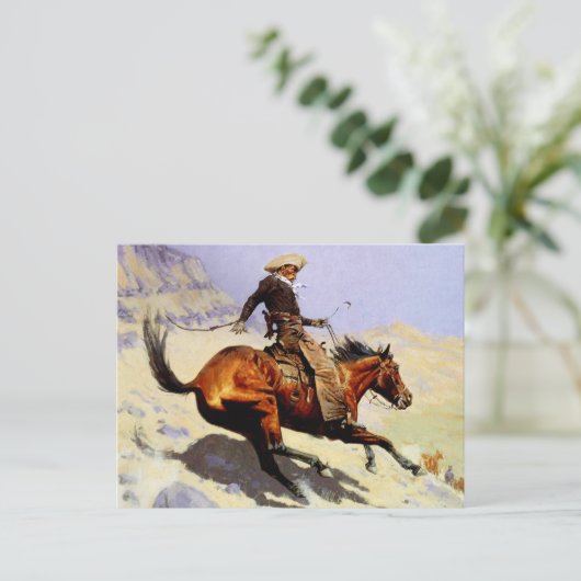 The Cowboy van Remington,  cavalerie Briefkaart (Staand voorkant)