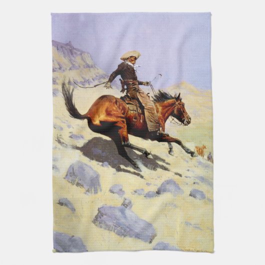 The Cowboy van Remington,  cavalerie Theedoek (Verticaal)