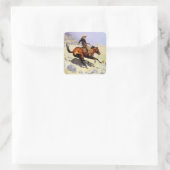 The Cowboy van Remington, cavalerie Vierkante Sticker (Tas)