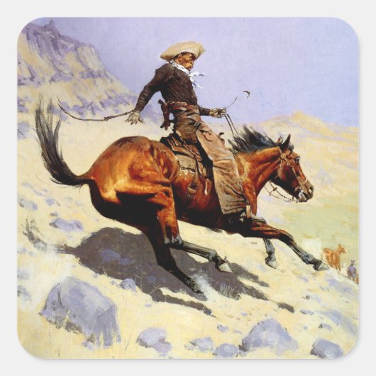 The Cowboy van Remington, cavalerie Vierkante Sticker (Voorkant)