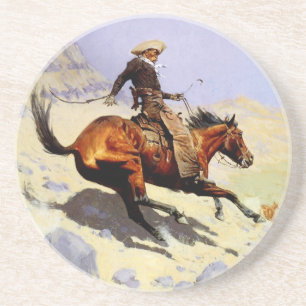 The Cowboy van Remington,  cavalerie Zandsteen Onderzetter