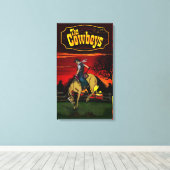 "The Cowboys" uitgerekt canvas. Canvas Afdruk (Insitu (Houten vloer))