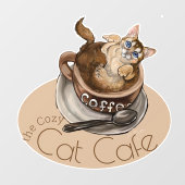 The Cozy Cat Cafe Coffee Cat Raamsticker (Vel)