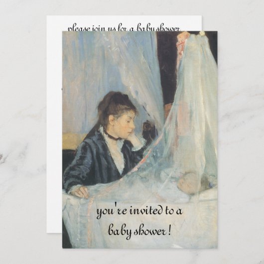 The Cradle by Berthe Morisot, Elegant Baby shower Kaart (Voorkant / Achterkant)