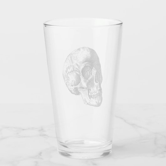 "The Cranium" Gewoon Spooky B&W Pint Glass Glas (Achterkant)