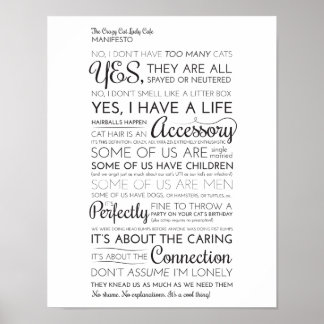 The Crazy Cat Lady Cafe Manifesto Poster