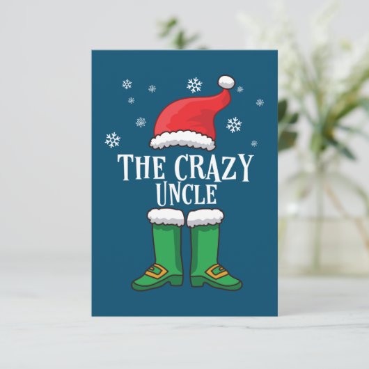 The Crazy oom - Matching Family Kerstmis Elf Bedankkaart (Staand voorkant)