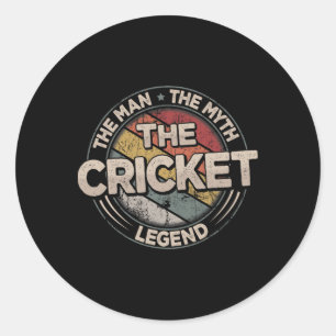 The Cricket Legend Retro Cricketer Heren Cricket Ronde Sticker