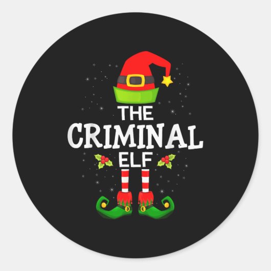 The Criminal Elf Christmas Family Matching Pajama  Ronde Sticker (Voorkant)