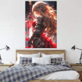 The Crimson Knight | Anime Warrior Princess Art Canvas Afdruk (Insitu (Slaapkamer))