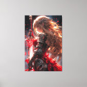 The Crimson Knight | Anime Warrior Princess Art Canvas Afdruk (Voorkant)