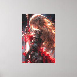 The Crimson Knight | Anime Warrior Princess Art Canvas Afdruk