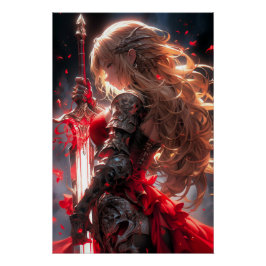 The Crimson Knight | Anime Warrior Princess Art Perfect Poster