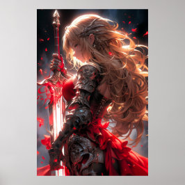The Crimson Knight | Anime Warrior Princess Art Poster