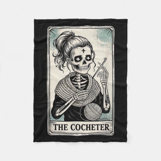 The Crocheter Tarot Card Funny Yarn Design  Fleece Deken (Voorkant)