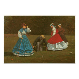 The croquet game, 1866 (olie op canvas) poster