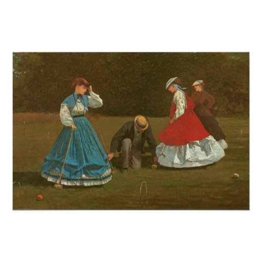 The croquet game, 1866 (olie op canvas) poster (Voorkant)