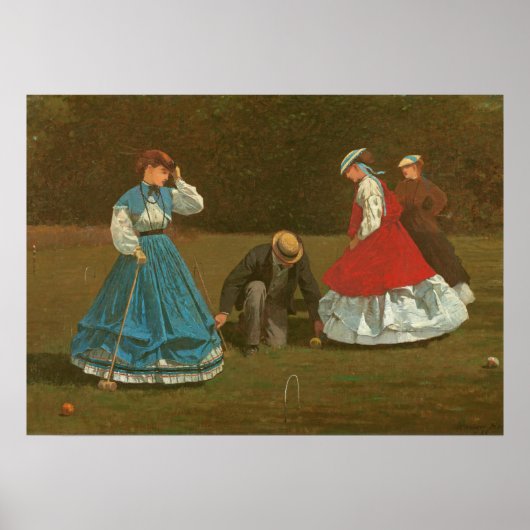 The croquet game, 1866 (olie op canvas) poster (Voorkant)