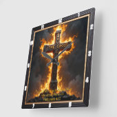 The Cross Medallion Power Philippians 4:13 Verse Vierkante Klok (Hoek)