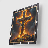 The Cross Rock Base Philippians 4:13 Verse Vierkante Klok (Hoek)