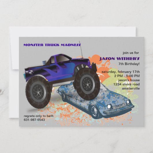 The Crusher Monster Truck Invitation Kaart (Voorkant)