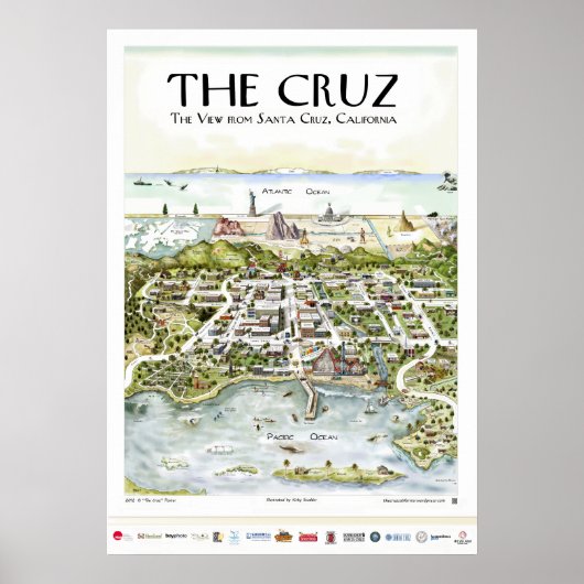 "The Cruz" Het Uitzicht van Santa Cruz, CA Poster (Voorkant)