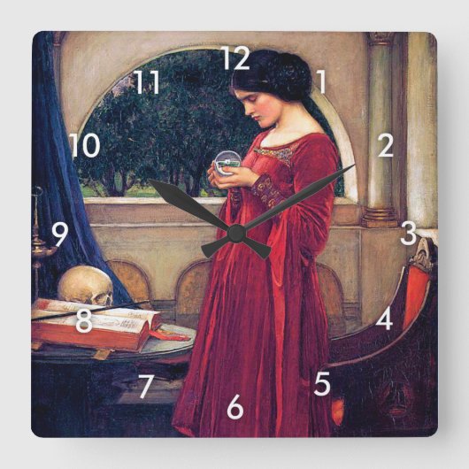 The Crystal Ball, John William Waterhouse Vierkante Klok (Voorkant)