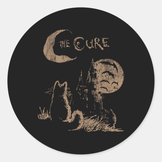 The Cure Cat Moon Funny The Cure Cat Lover Ronde Sticker (Voorkant)