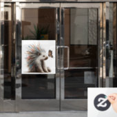 "The Curious Prickler" Waterverf Porcupine Decal (Kantoordeur)