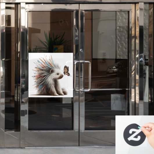 "The Curious Prickler" Waterverf Porcupine Decal (Kantoordeur)
