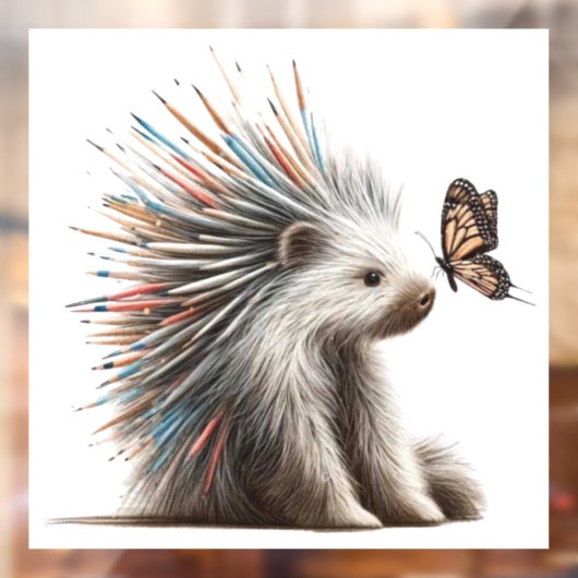 "The Curious Prickler" Waterverf Porcupine Decal (Vel 2)