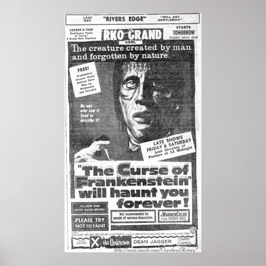 "The Curse of Frankenstein" (1957) ad Poster (Voorkant)