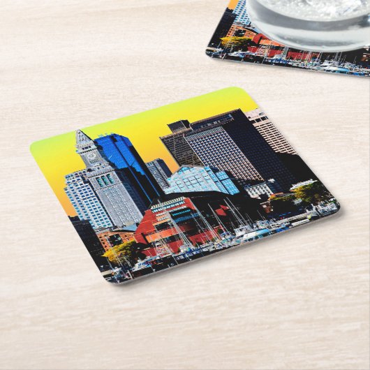 The Custom House Boston USA Poster Card Magnet Kartonnen Onderzetters (Schuin)