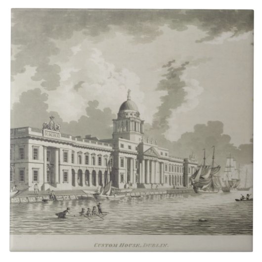 The Custom House, Dublin, 1792 (graving) Tegeltje (Voorkant)