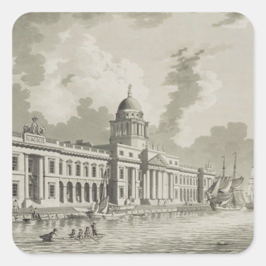 The Custom House, Dublin, 1792 (graving) Vierkante Sticker (Voorkant)