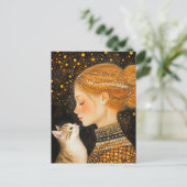The Cute Cat and a Woman Briefkaart (Staand voorkant)