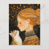 The Cute Cat and a Woman Briefkaart (Voorkant)