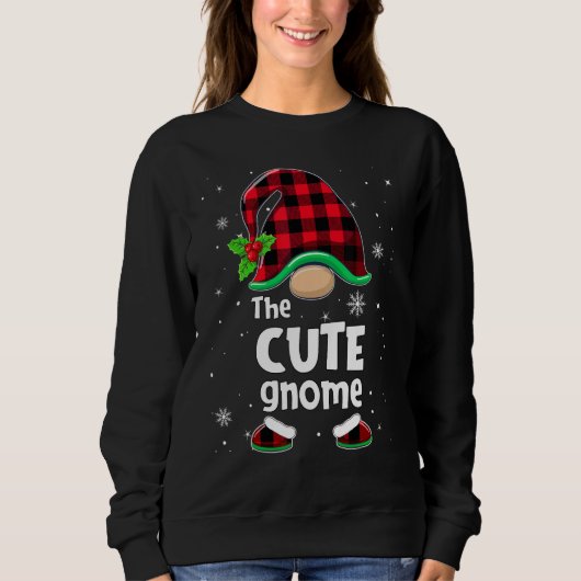 The Cute Gnome Buffalo Plaid Christmas Matching Fa Trui (Voorkant)