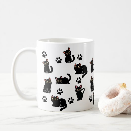The Cutest Black Cat Mug Gift for Cat Lovers Koffiemok (Met donut)