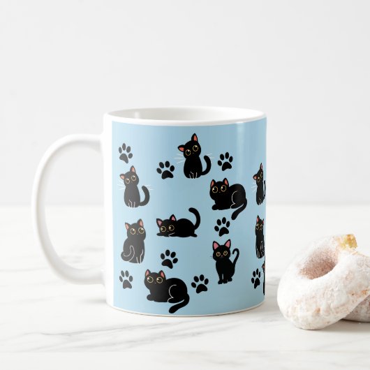 The Cutest Black Cat Mug Gift for Cat Lovers Koffiemok (Met donut)
