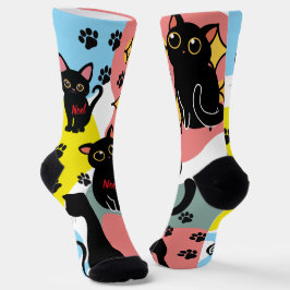 The Cutest Black Cat Socks - Black Cat Gift  Sokken