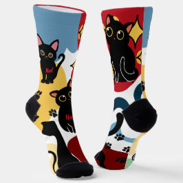 The Cutest Black Cat Socks - Black Cat Gift  Sokken