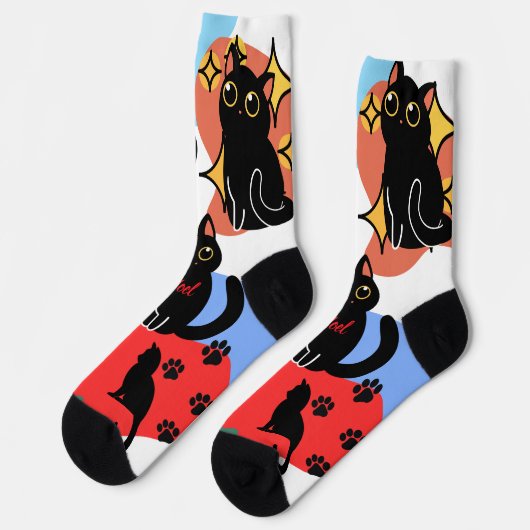 The Cutest Black Cat Socks - Black Cat Gift Sokken (Links)