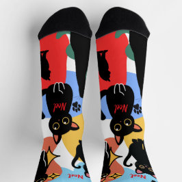 The Cutest Black Cat Socks - Black Cat Gift Sokken