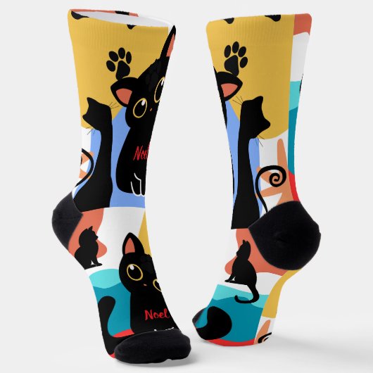 The Cutest Black Cat Socks - Black Cat Gift Sokken (Gebogen)
